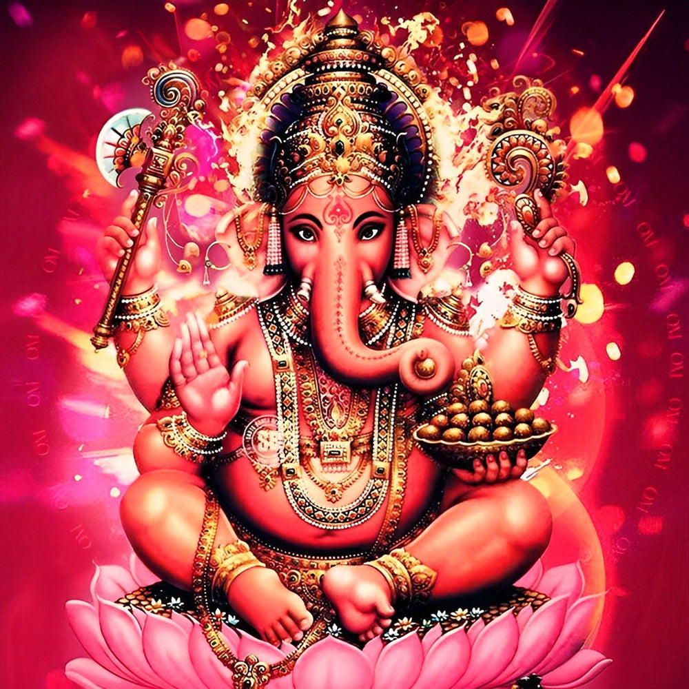 Lord ganesha on lotus cross stitch kit for beginners