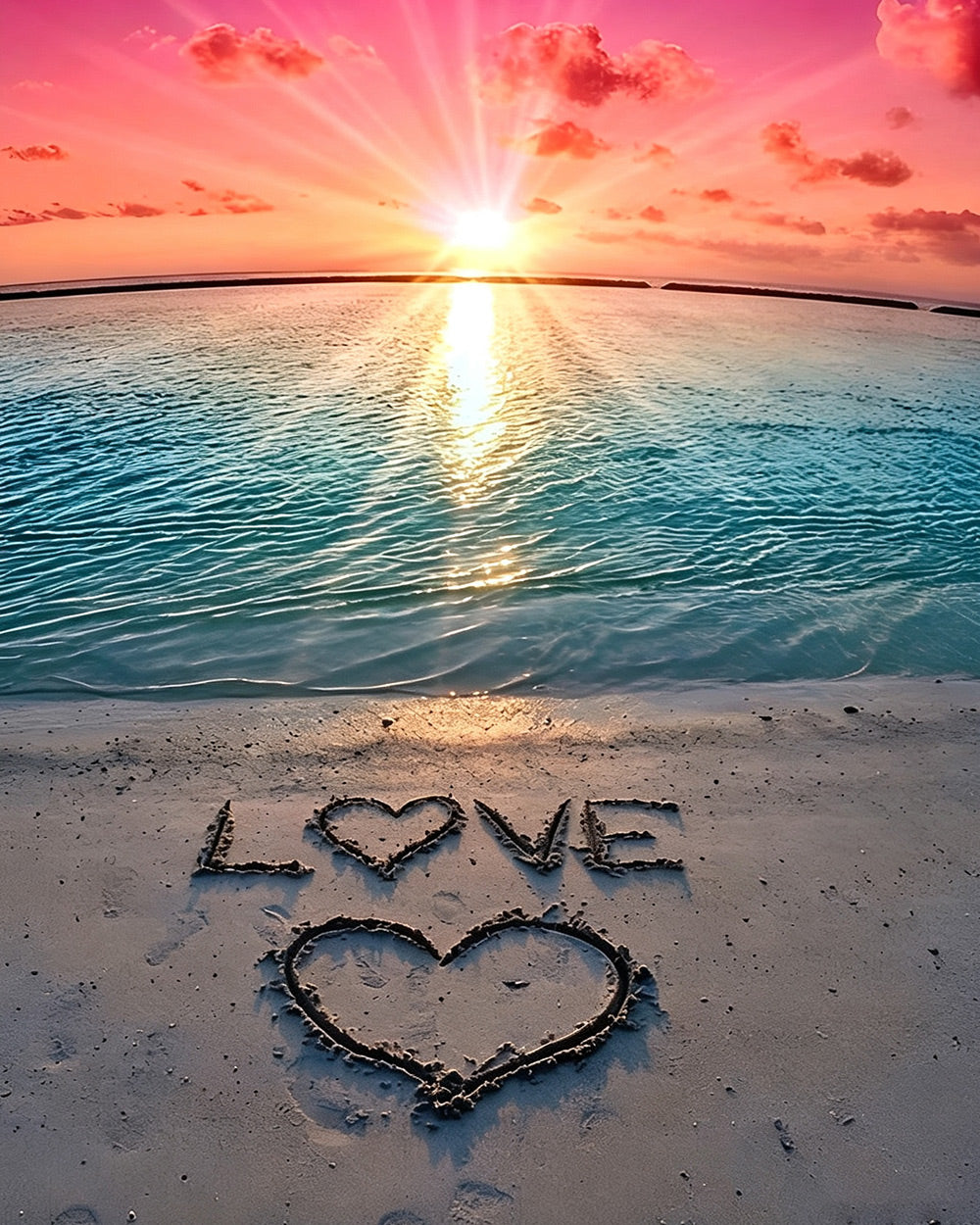 Love written in the sand cross stitch kit for beginners