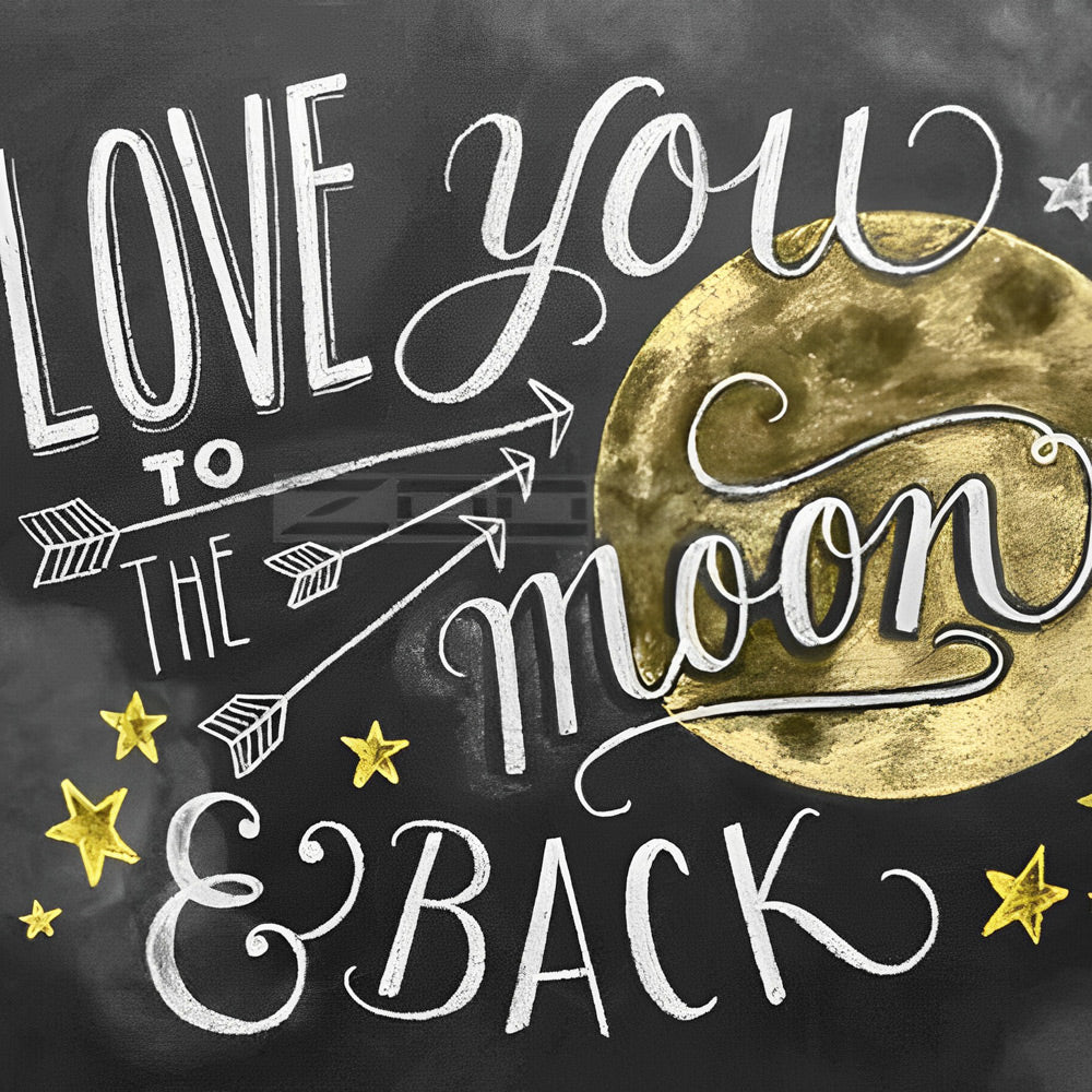 Love you to the moon and back chalkboard print cross stitch kit for beginners