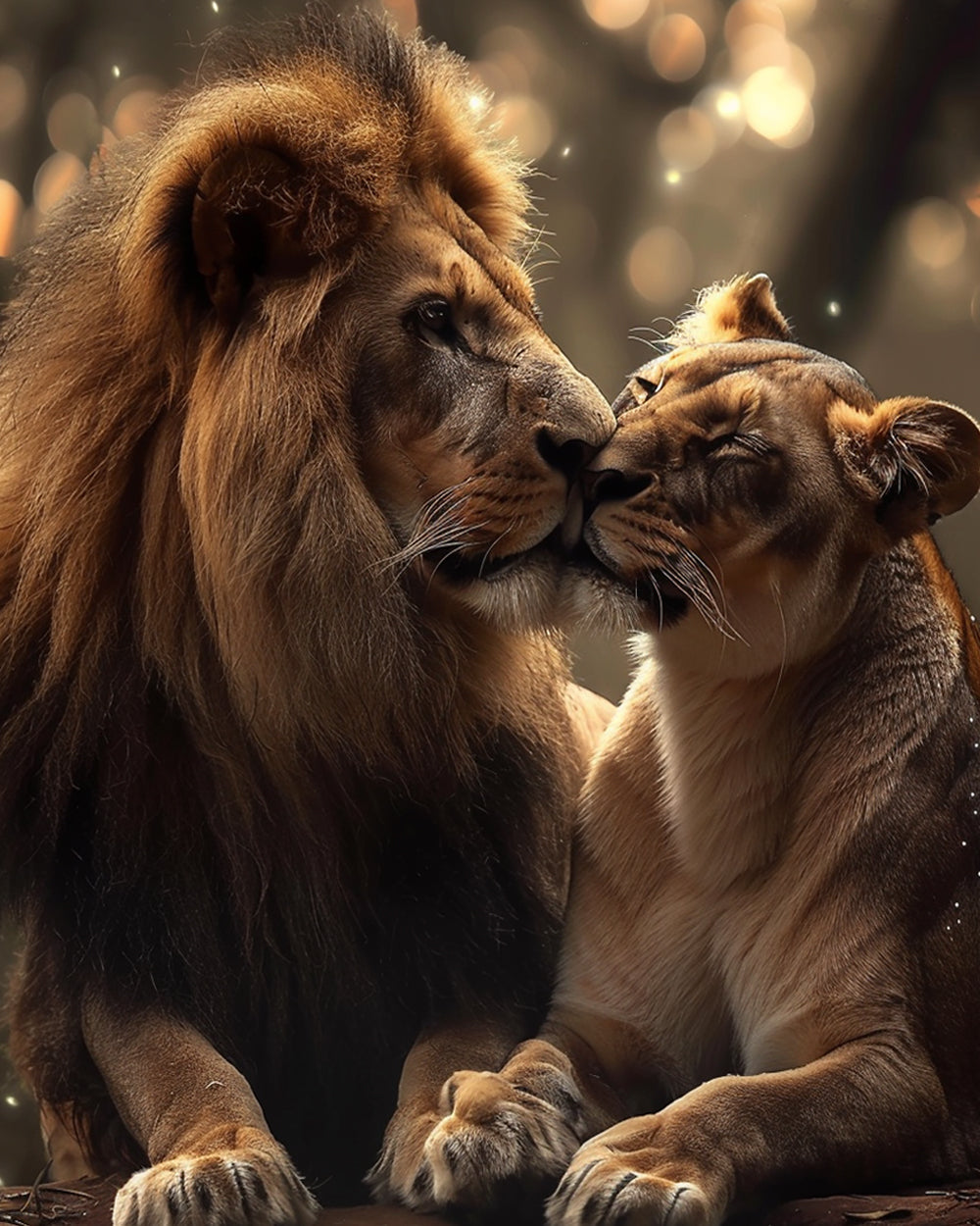 Loving lions in the golden light cross stitch kit for beginners