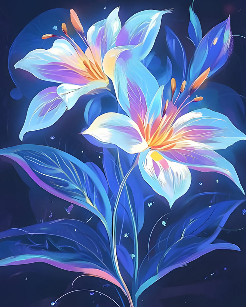 Luminous lilies cross stitch kit for beginners