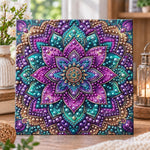 Luxurious purple mandala bloom pearl diamond painting kit for beginners