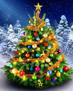 Luxury christmas tree with bauble and tinsel cross stitch kit for beginners