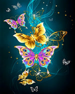 Luxury gold and purple butterflies cross stitch kit for beginners