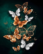 Luxury gold and white butterflies cross stitch kit for beginners