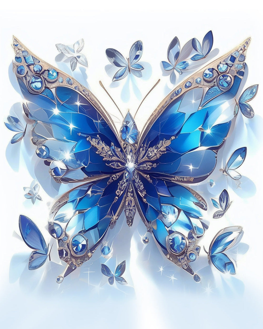 Luxury sapphire crystal butterfly paint by numbers kit for beginners