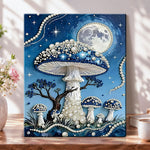 Magic mushroom under full moon pearl diamond painting kit for beginners