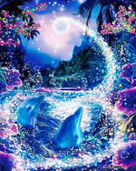 Magical dolphins in a fantasy ocean cross stitch kit for beginners