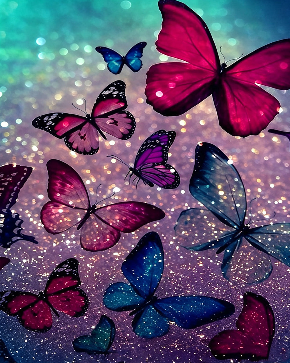 Magical glowing butterflies paint by numbers kit for beginners