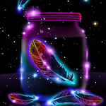 Magical glowing feather in a jar cross stitch kit for beginners