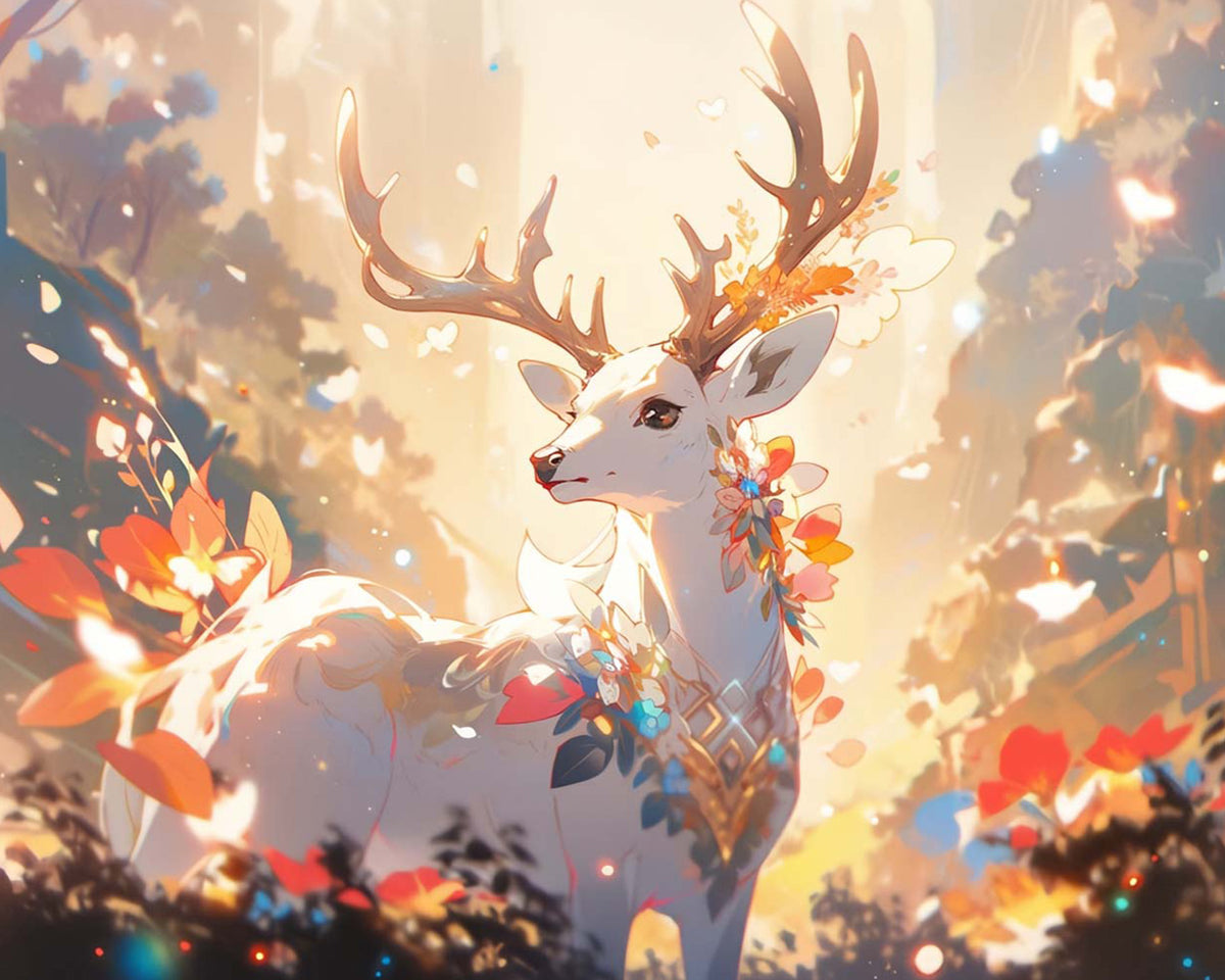 Magical glowing stag paint by numbers kit for beginners