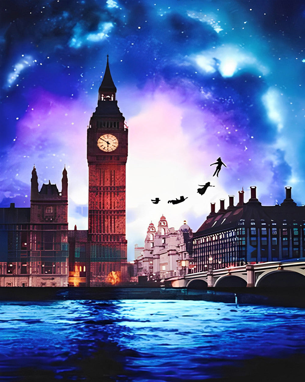 Magical london skyline with big ben cross stitch kit for beginners