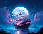 Magical moonlit ship cross stitch kit for beginners