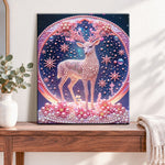 Finished magical pearled deer pearl diamond painting artwork displayed as home decor
