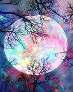 Magical rainbow full moon cross stitch kit for beginners