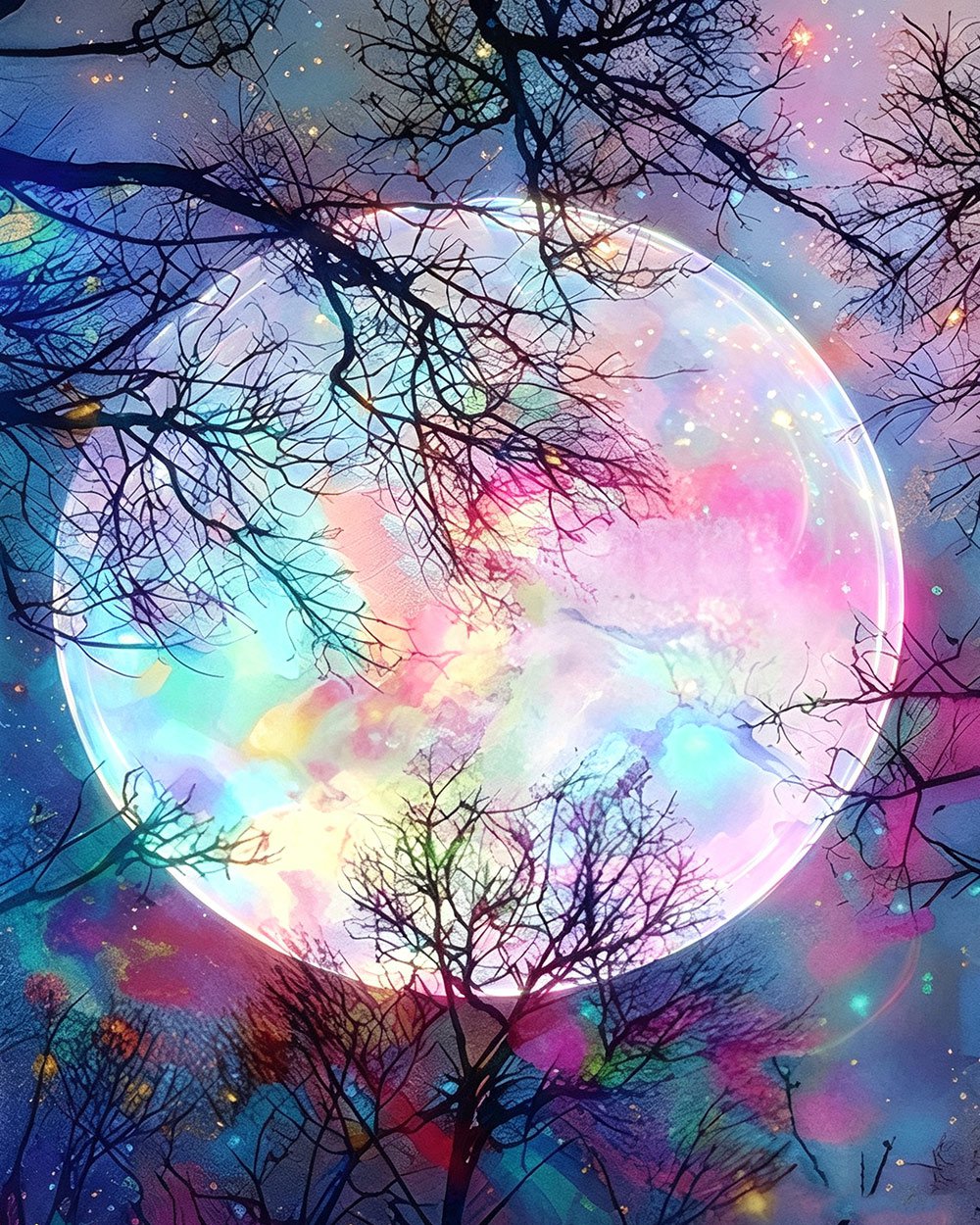Magical rainbow full moon cross stitch kit for beginners