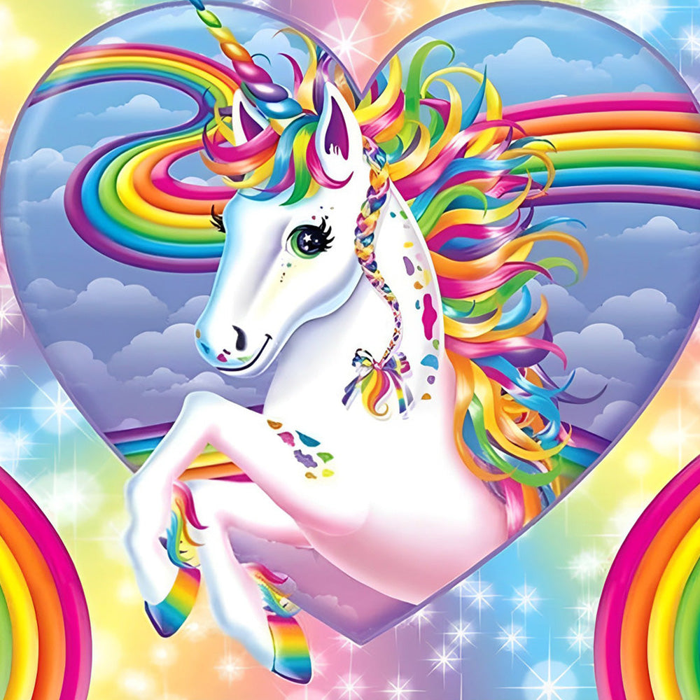 Magical rainbow unicorn in heart paint by numbers kit for beginners