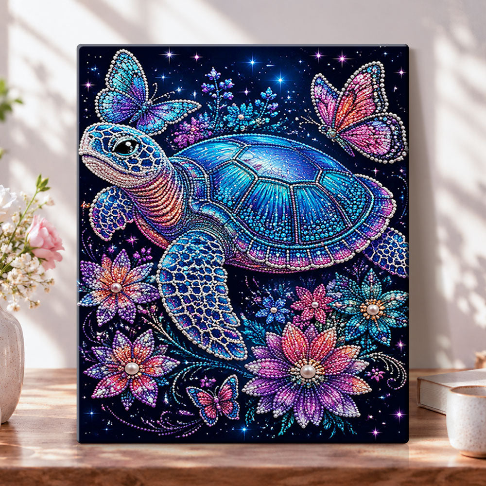 Magical sea turtle with butterflies pearl diamond painting kit for beginners
