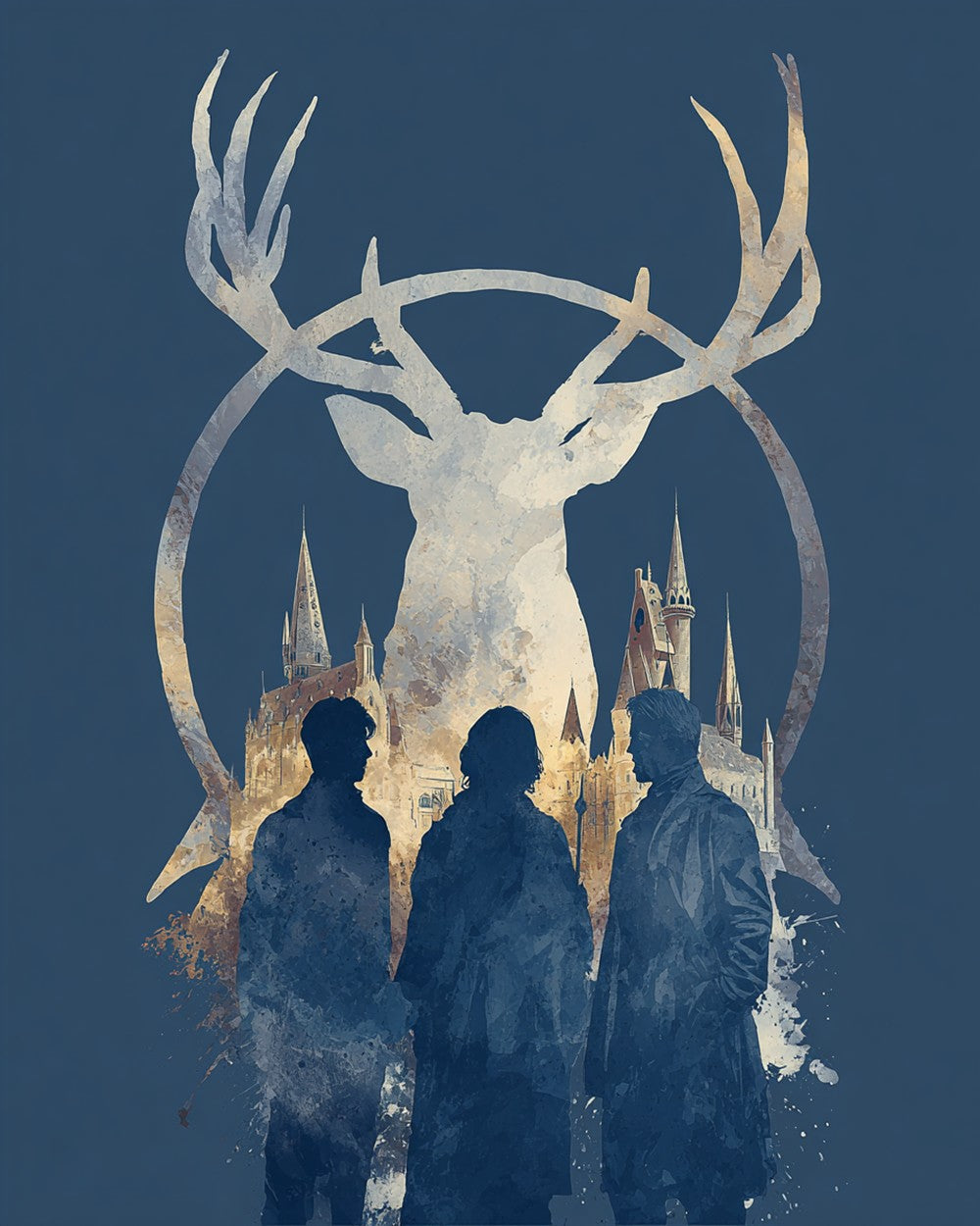 Magical stag and castle silhouette cross stitch kit for beginners
