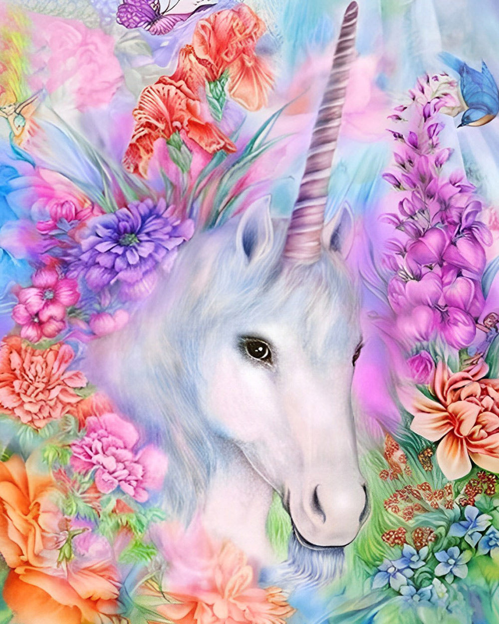 Magical unicorn surrounded by flowers paint by numbers kit for beginners