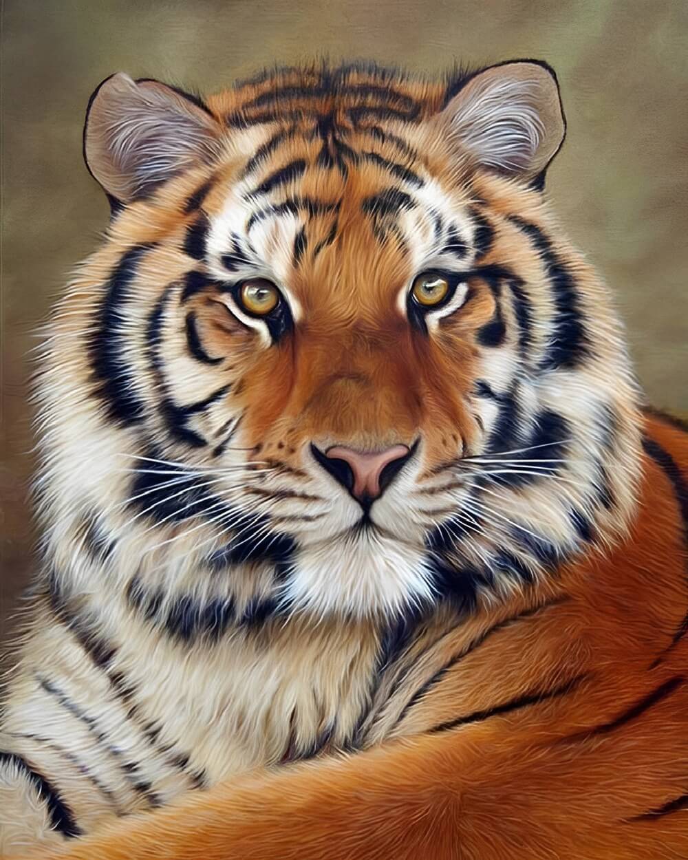 Majestic bengal tiger portrait paint by numbers kit for beginners