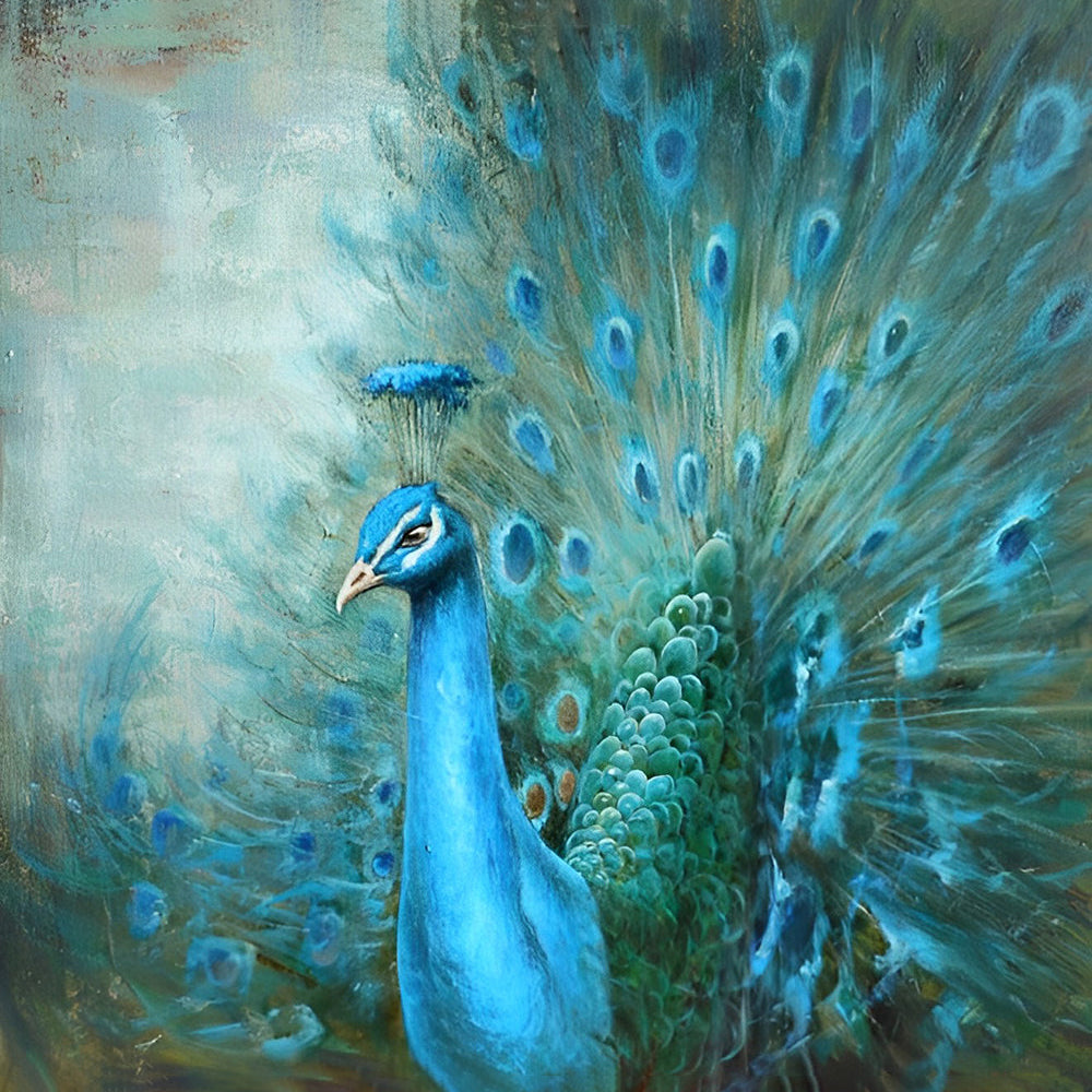 Majestic blue peacock cross stitch kit for beginners