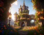 Majestic castle overgrown with flowers paint by numbers kit for beginners