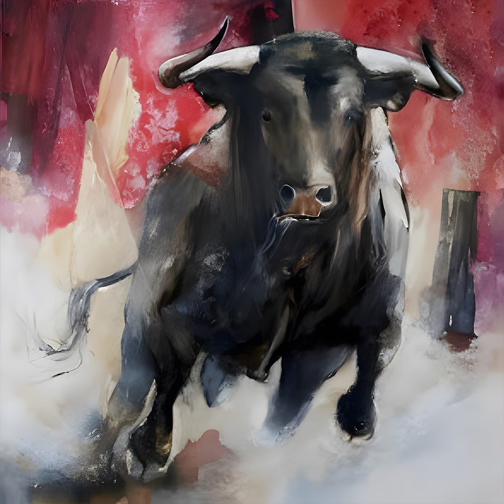 Majestic charging bull cross stitch kit for beginners