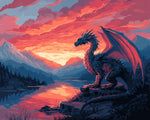 Majestic dragon at sunset paint by numbers kit for beginners