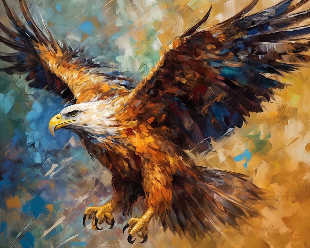 Majestic eagle in flight cross stitch kit for beginners