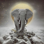 Majestic elephant with golden halo cross stitch kit for beginners