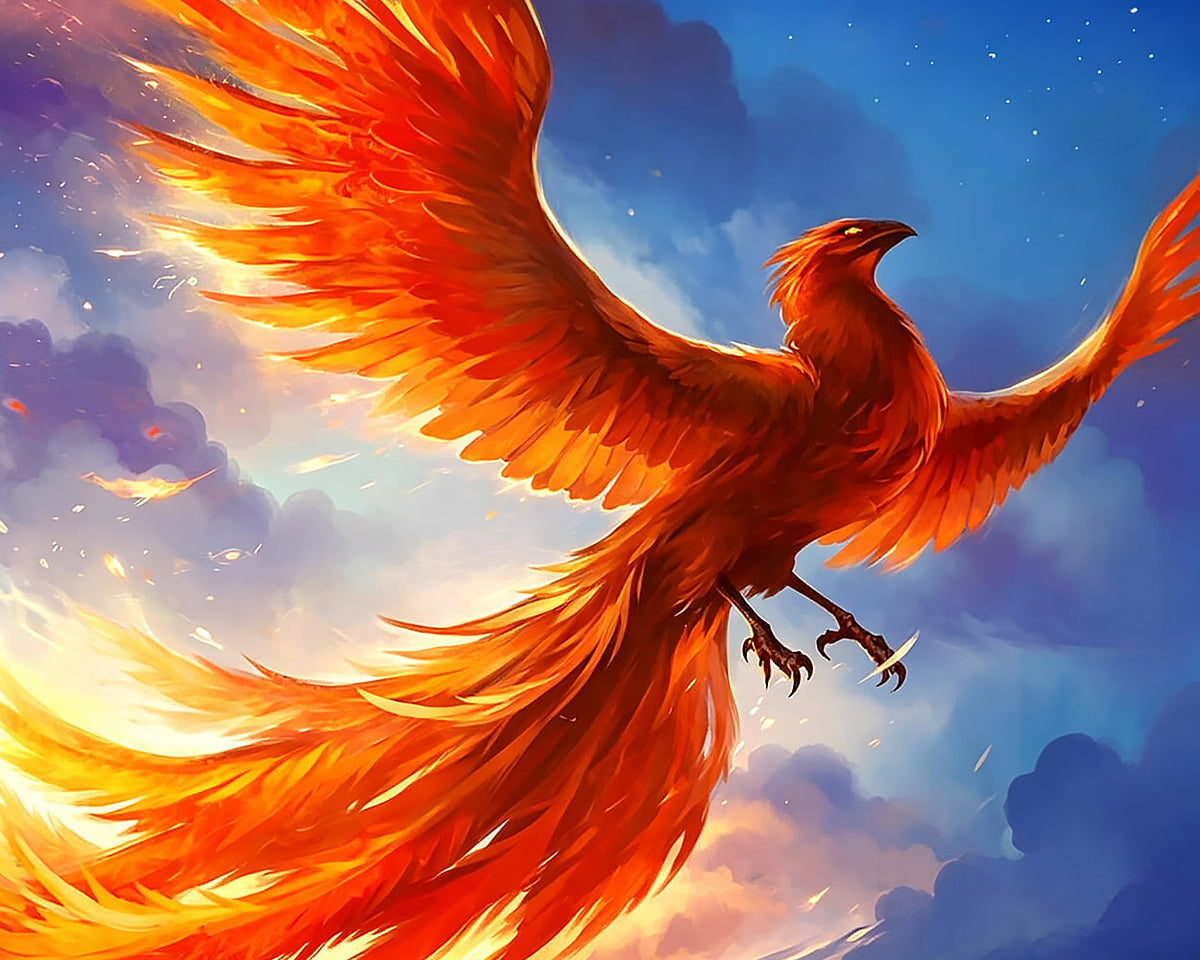Majestic fire phoenix paint by numbers kit for beginners