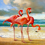 Majestic flamingos on the beach cross stitch kit for beginners
