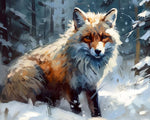 Majestic fox in a winter snowstorm cross stitch kit for beginners