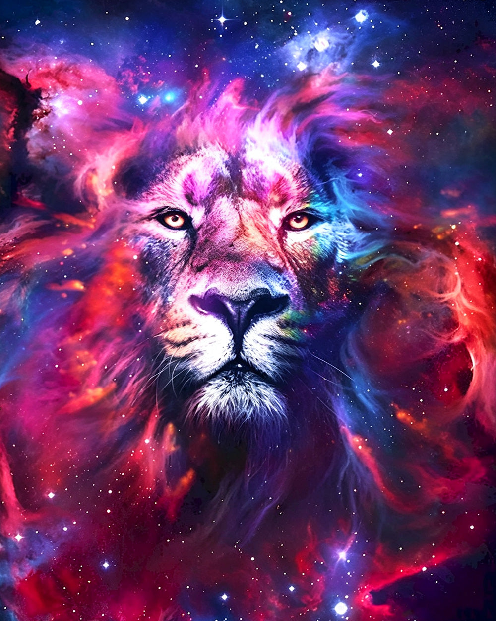 Majestic galaxy lion cross stitch kit for beginners