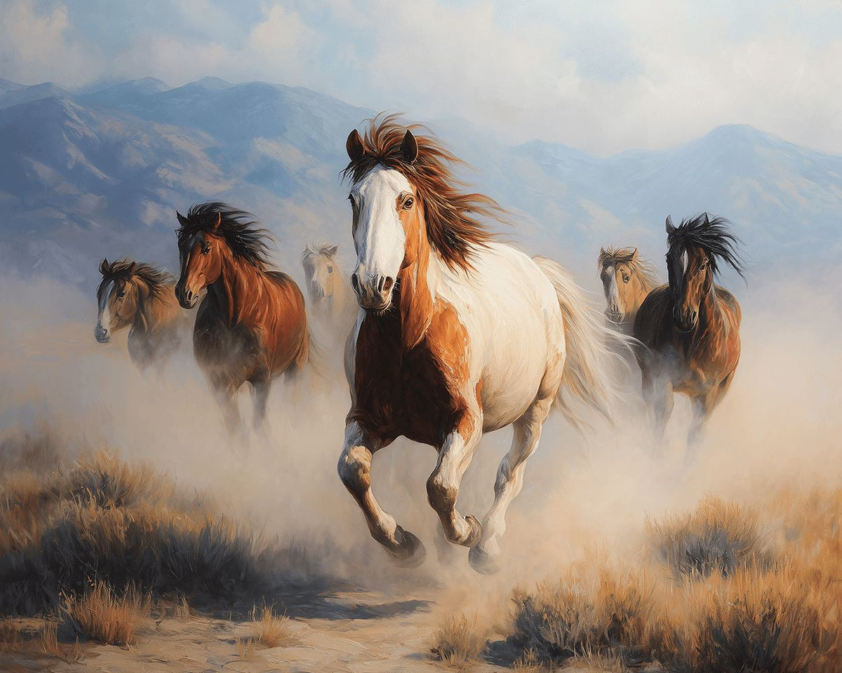Majestic horses running in the wild paint by numbers kit for beginners
