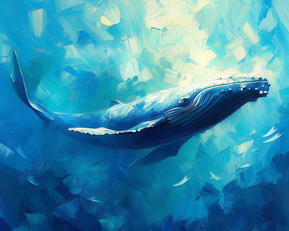 Majestic humpback whale in the deep blue ocean cross stitch kit for beginners