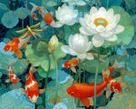 Majestic koi fish in a lotus pond cross stitch kit for beginners