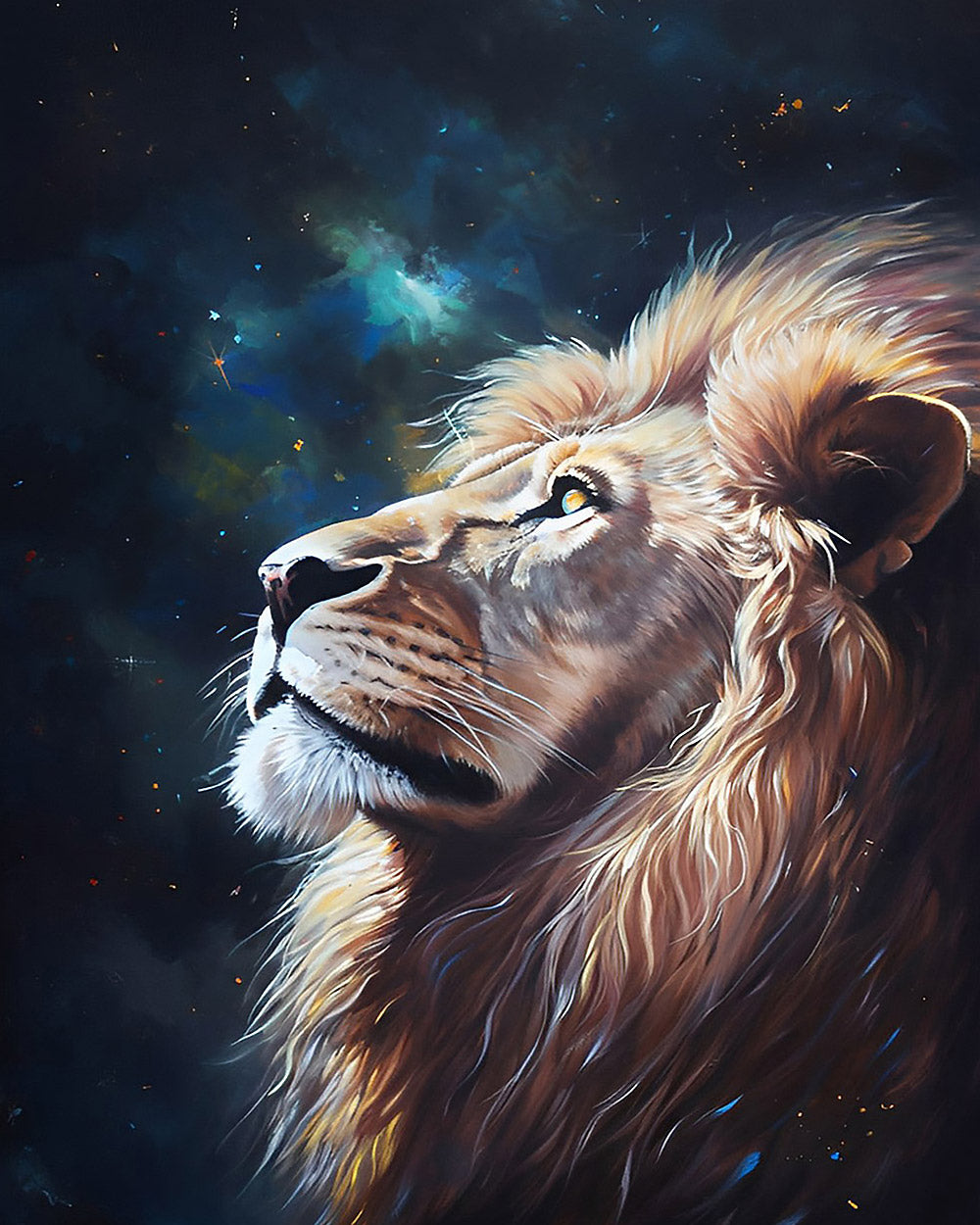 Majestic lion gazing at the stars cross stitch kit for beginners