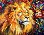 Majestic lion with flowers cross stitch kit for beginners