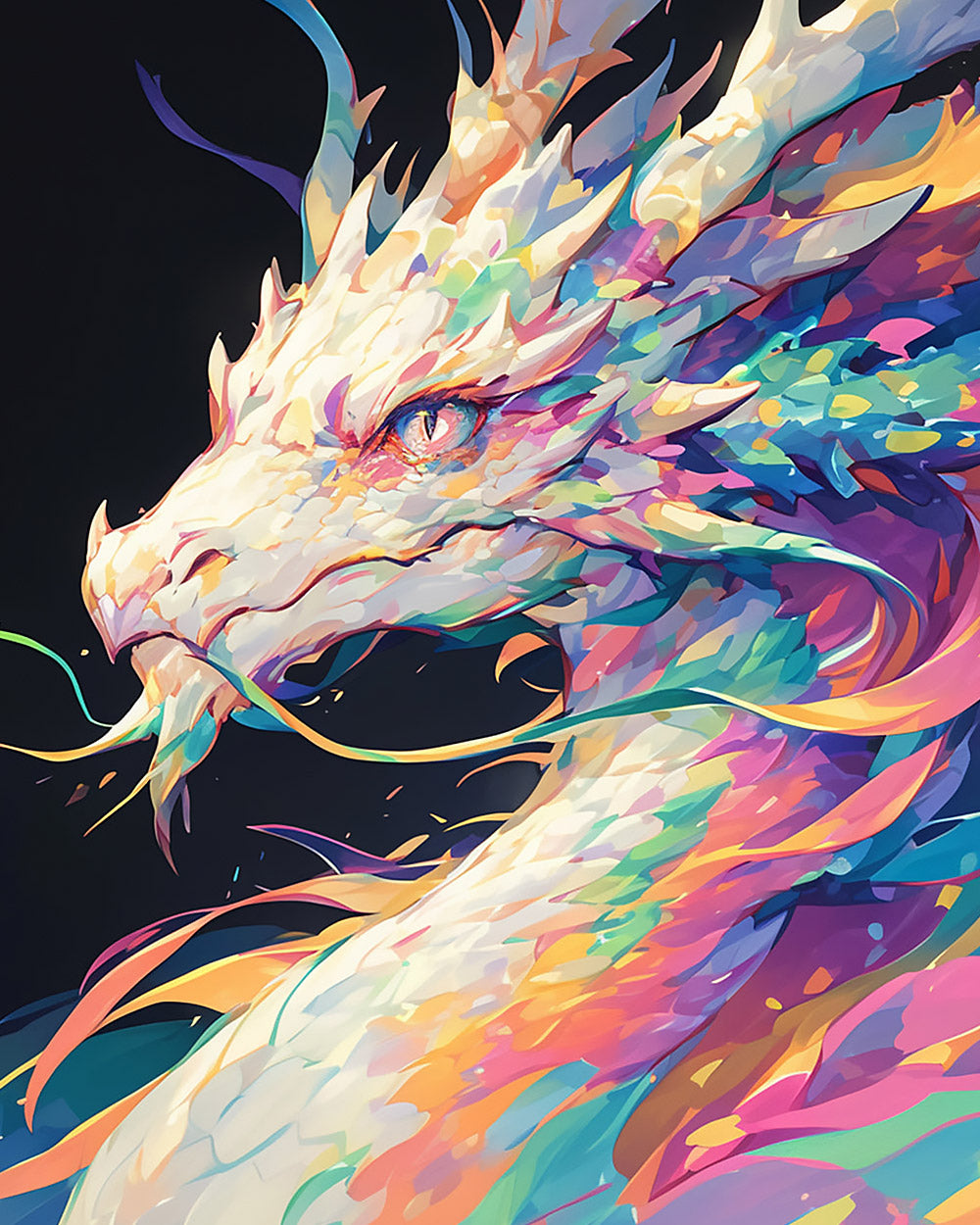 Majestic pastel dragon cross stitch kit for beginners