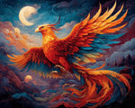 Majestic phoenix flying under the moon cross stitch kit for beginners