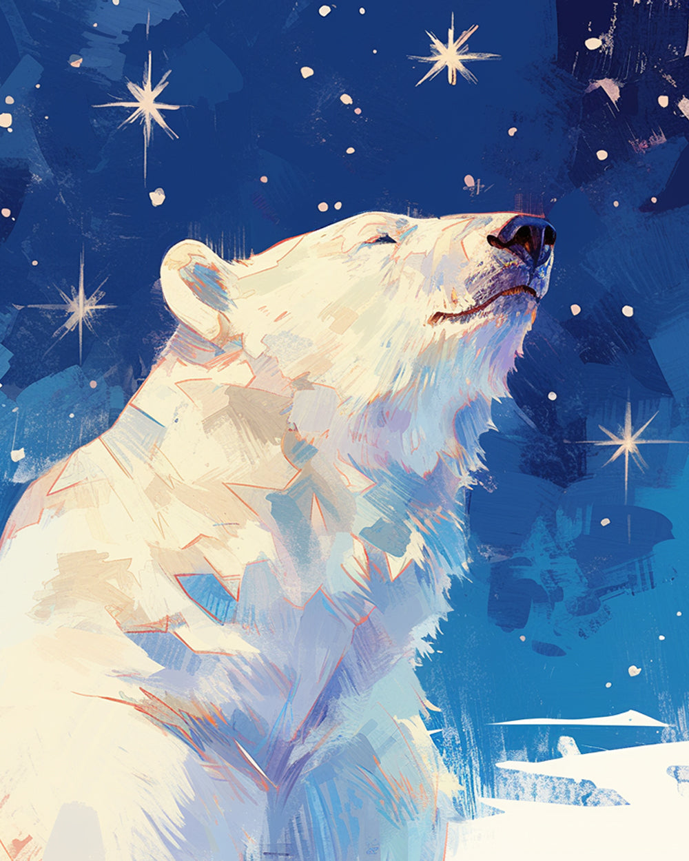Majestic polar bear under the stars cross stitch kit for beginners