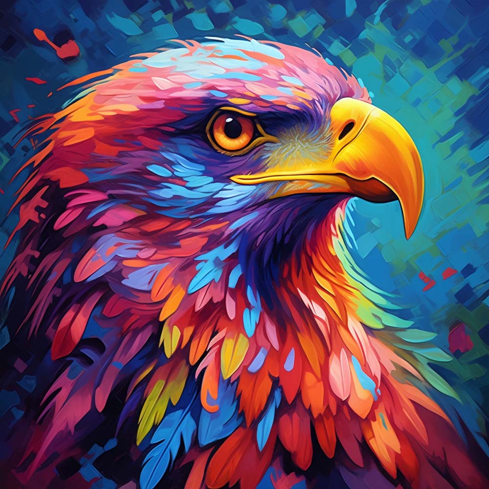 Majestic rainbow eagle cross stitch kit for beginners