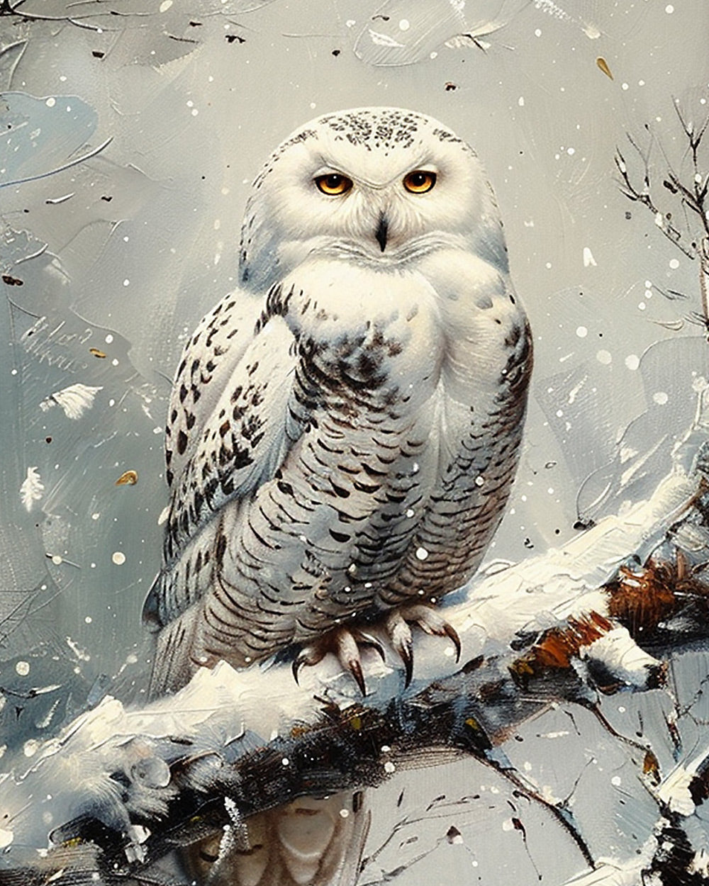 Majestic snowy owl cross stitch kit for beginners