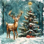 Majestic stag and christmas tree in the snow cross stitch kit for beginners