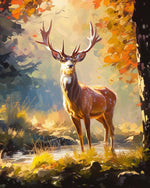 Majestic stag in autumn glow cross stitch kit for beginners