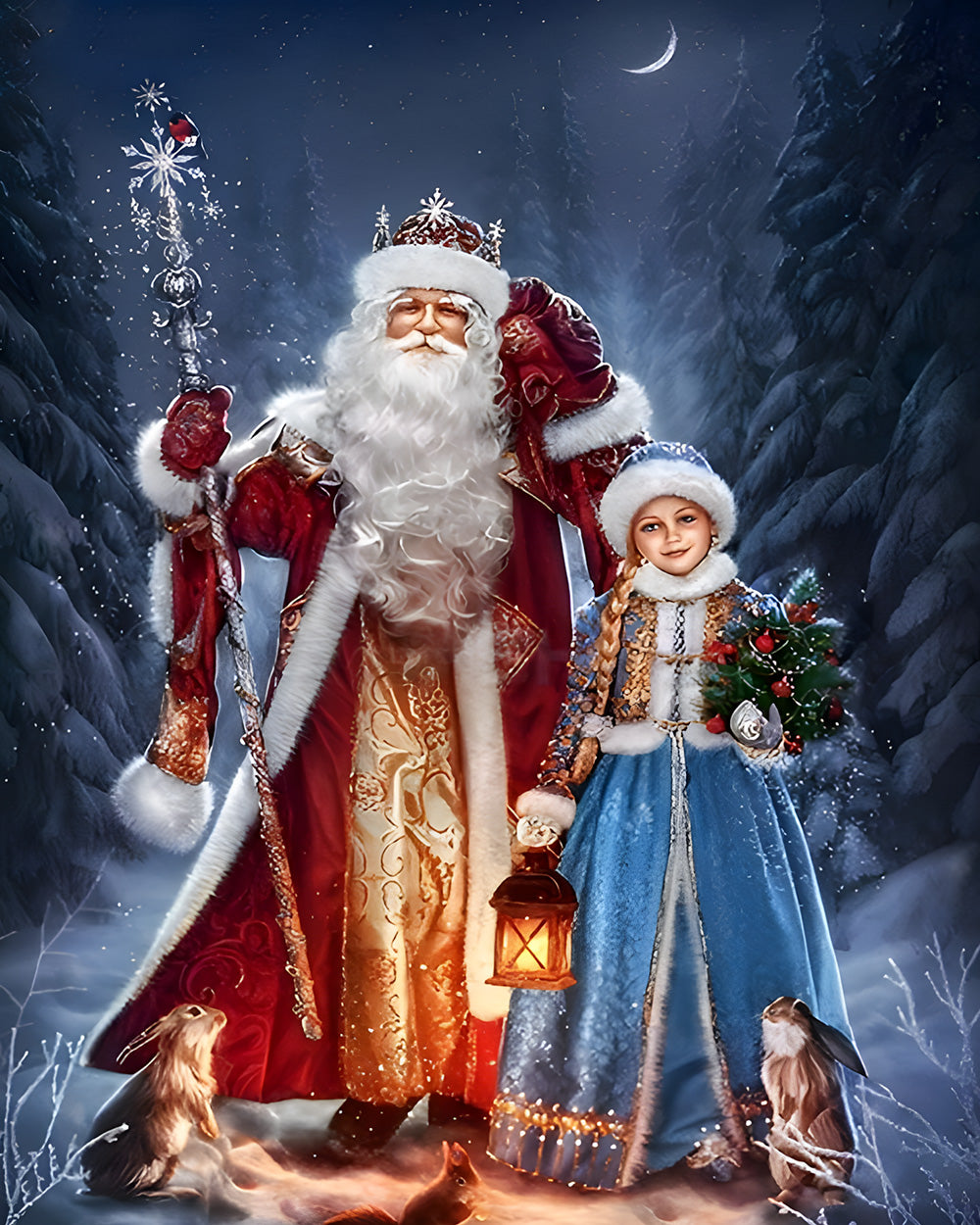 Majestic winter king and snow maiden cross stitch kit for beginners