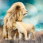 Male lion and cub cross stitch kit for beginners