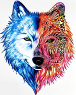 Mandala wolf split face paint by numbers kit for beginners
